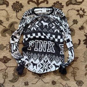 PINK Victoria's Secret Black and White Patterned Sweater